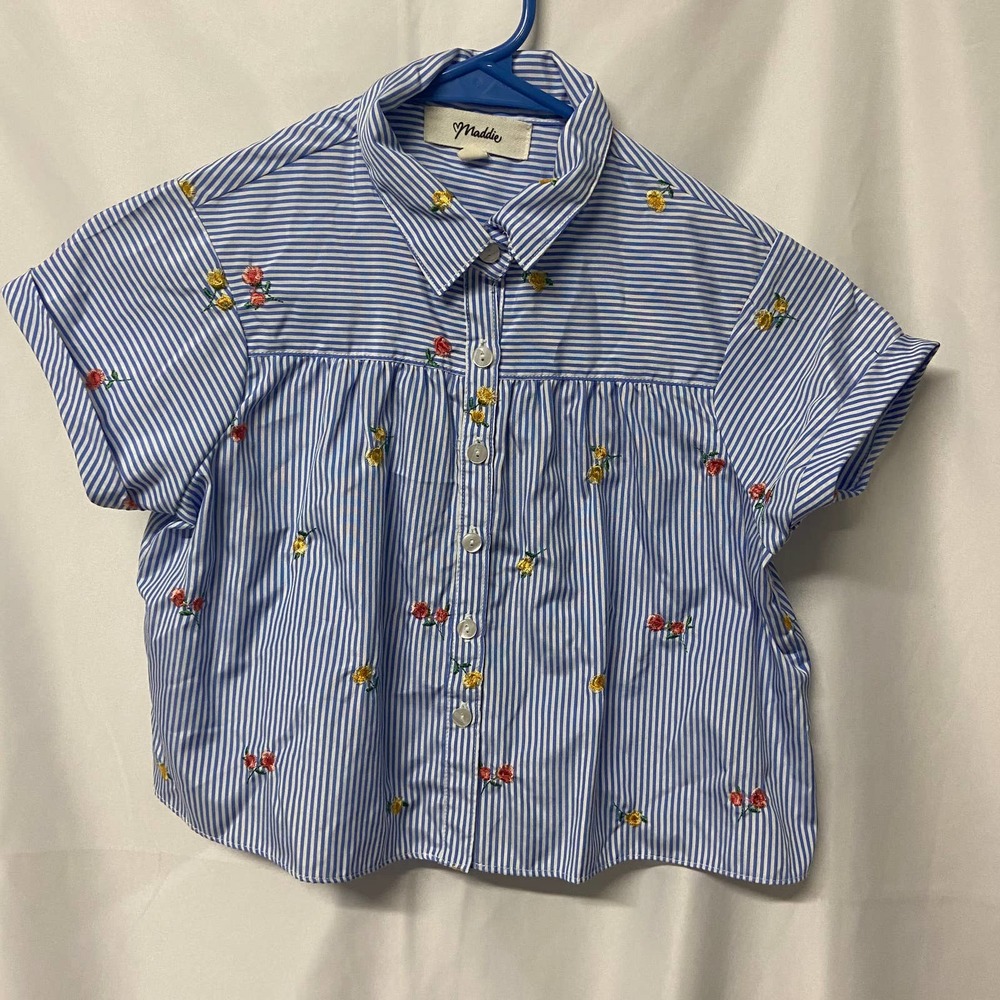 Maddie Blouse M Girls Stripe EUC